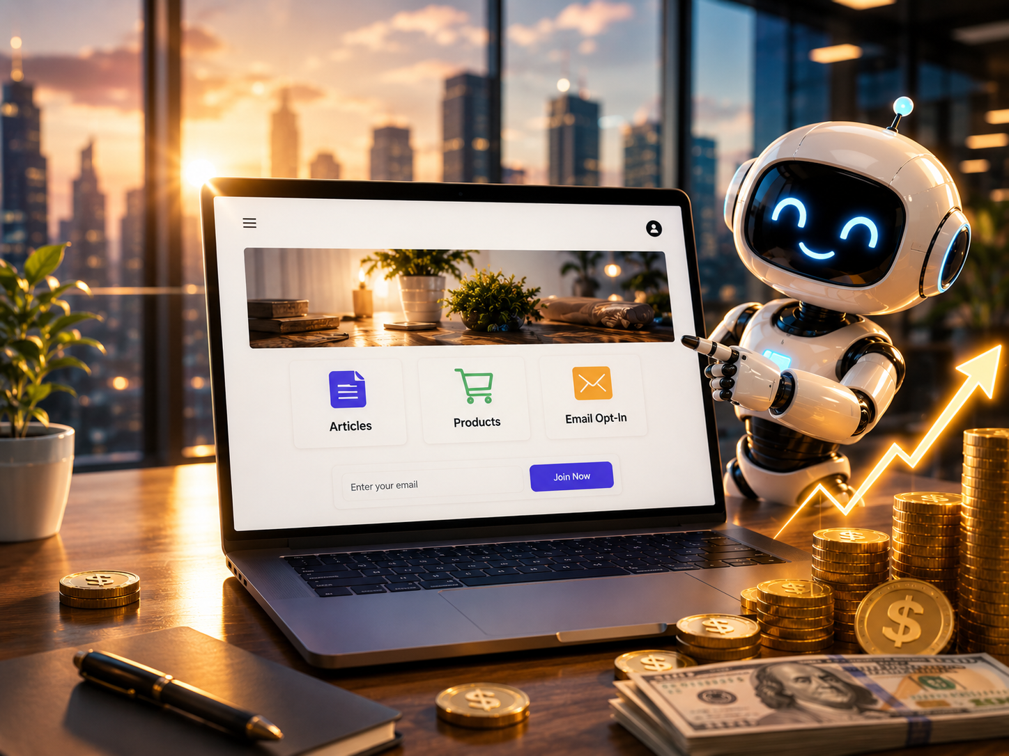 Automated Income Sites affiliate website product with pre-built content and email opt-in tools