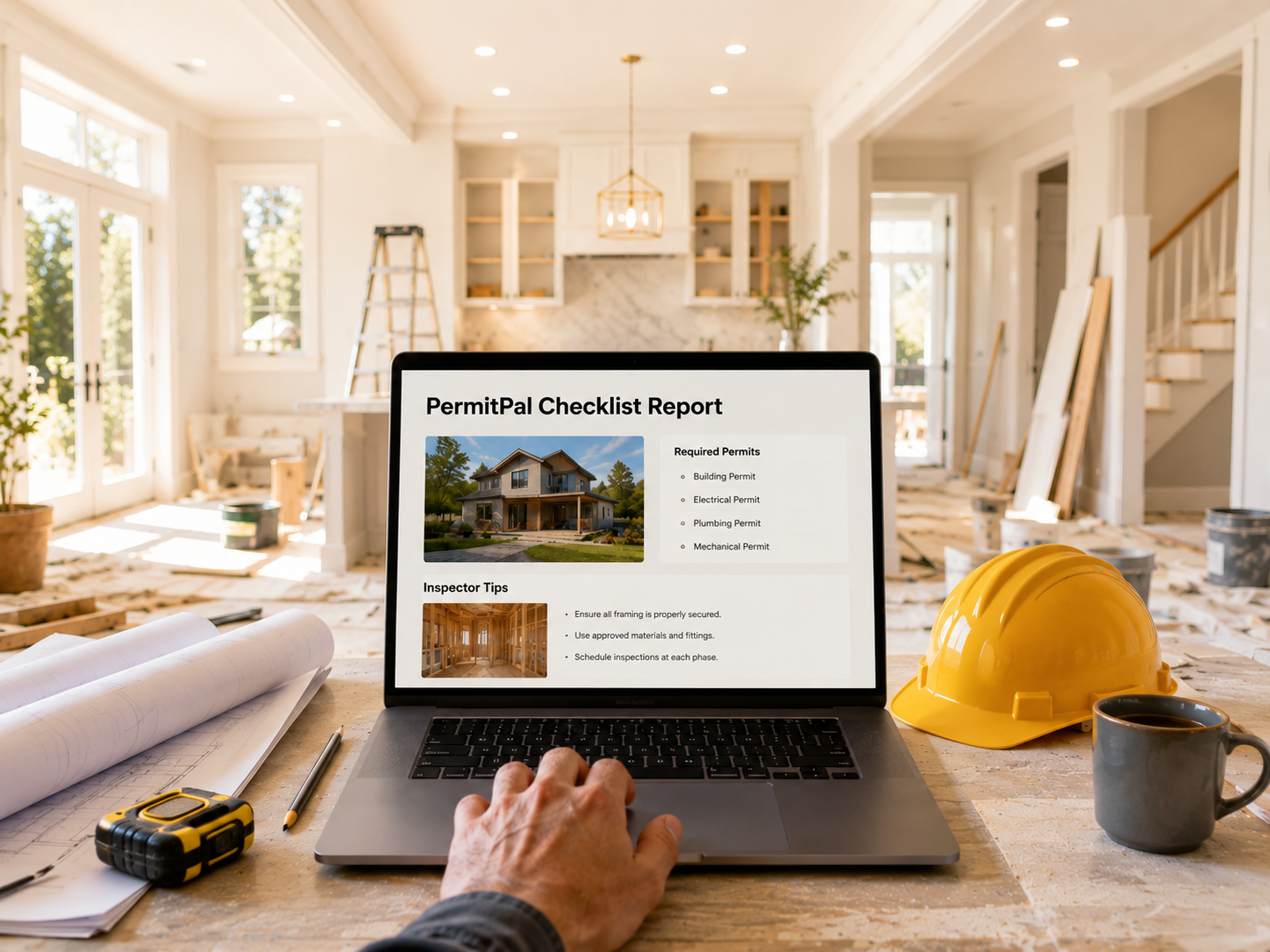 PermitPal municipality-specific permit checklist report showing required permits and inspector tips